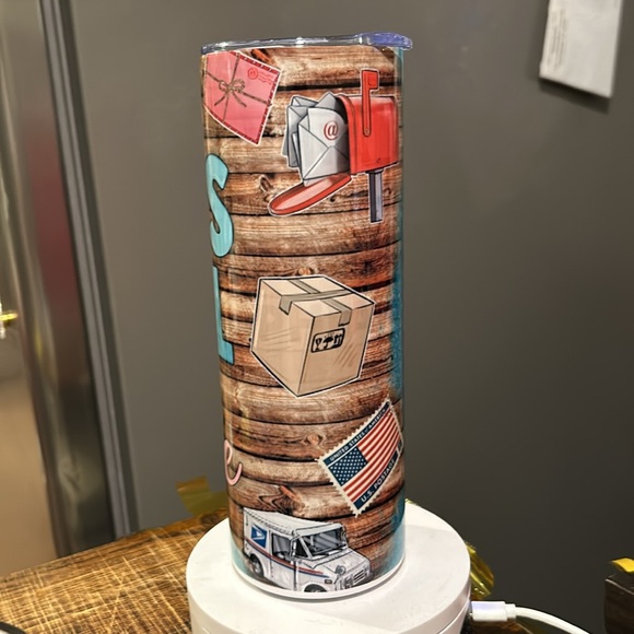 POSTAL LIFE W/usps details  20 oz stainless steel tumbler in blue or green NWT - Picture 5 of 9